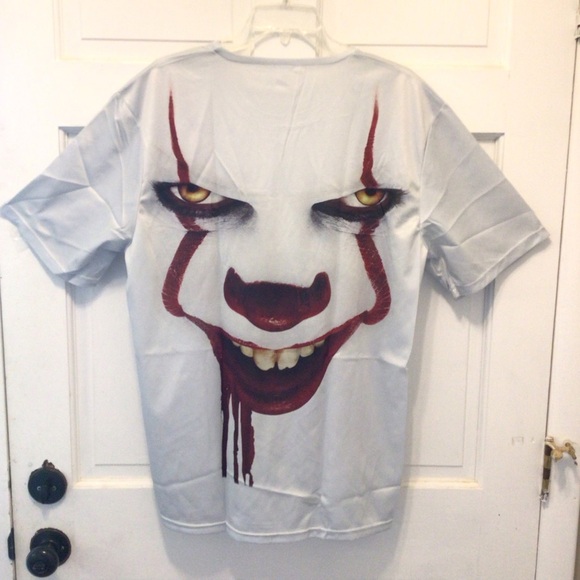 Mens Halloween Pennywise “It” Scary Clown Short Sleeve T-Shirt Size XL - Picture 7 of 11